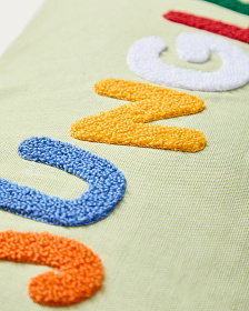 Чехол для подушки из хлопка Tandani зеленого цвета с разноцветной вышивкой 30 x 50 см