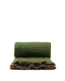 Плед Odelna из шерсти и акрила с оборками зеленого цвета, 130 x 170 см