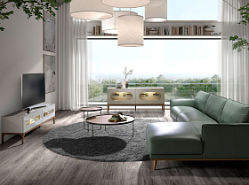 Сервант 3241/CP2205E1 из серого и орехового дерева с внутренней подсветкой