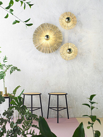 Бра Laos натуральная соломка 30 см + цоколь 5 см золотой металл