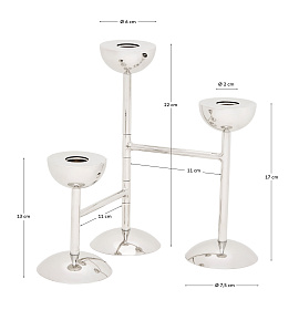 Тройной подсвечник Nirela из нержавеющей стали 22 см
