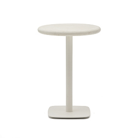 Уличный стол Dina круглый белый из цемента и стали со столешницей Ø70 см