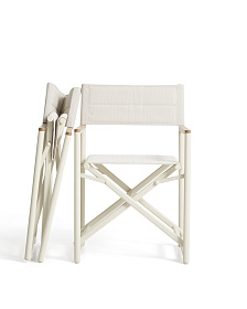 Складной уличный стул Tisno из алюминия цвета экрю и текстиля цвета экрю