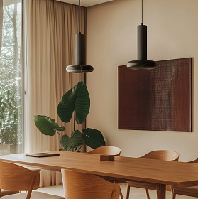 Подвесной светильник Hulo черный металл/черный мрамор