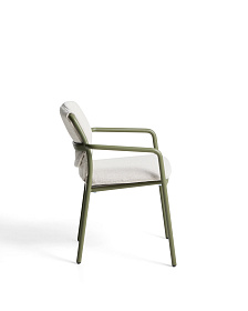 Уличный стул Linosa из зеленого алюминия с бежевой подушкой