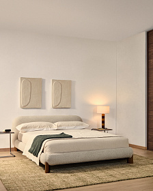 Кровать Odina из букле цвета экрю со съемным чехлом 160 x 200 см