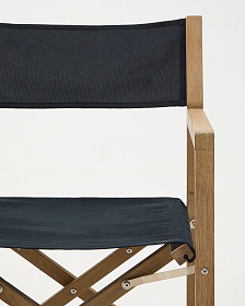 Складное уличное кресло Vilara из акации и текстиля черного цвета