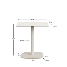 Dina Уличный стол белый на белом металлическом основании 68 x 68 x 70 см
