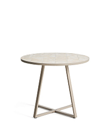 Уличный стол Tella из бежевой стали с бежевой плиткой 90 см