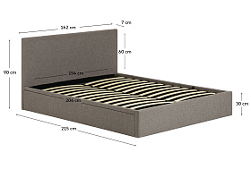 Nahiri Мягкая серая кровать для матраса размером 150 x 200 см