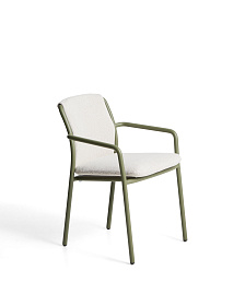 Уличный стул Linosa из зеленого алюминия с бежевой подушкой