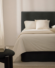 Изголовье кровати Jaira из льна и хлопка антрацитового цвета со съемным чехлом для кровати 150 см