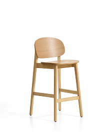 Полубарный стул Ludara из дубового шпона с натуральной отделкой, 65 см