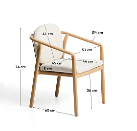 Уличный стул Sirte из алюминия с отделкой под дерево и веревкой цвета экрю