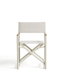 Складной уличный стул Tisno из алюминия цвета экрю и текстиля цвета экрю