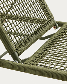 Шезлонг Dandara из зеленой стали и веревки на ножках из массива акации