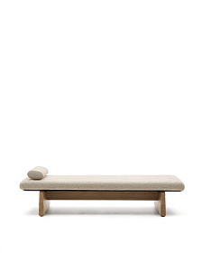 Кушетка Topaz из из бежевого шенилла с массивом ясеня в натуральной отделке 200 см