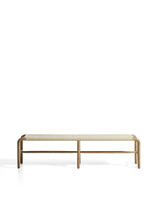 Скамейка Alipa из массива акации и веревки цвета экрю