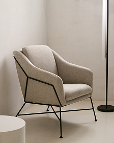 Brida Кресло бежевое на черных стальных ножках