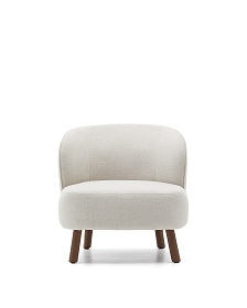 Кресло Ulit из бежевой синели с ножками из ясеня с отделкой под орех