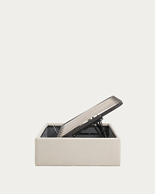 Основание кровати Nelzi с боковым открыванием из шенилла цвета экрю для матраса 90 x 200 см