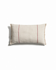 Чехол для подушки Lidore из бежевого льна с красными полосами, 30 x 50 см
