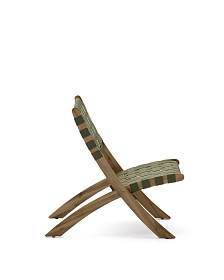 Складное кресло Chabeli из массива акации и шнура зеленого цвета