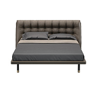 Кровать с решеткой Altea экокожа PU162, черный матовый лак, латунь