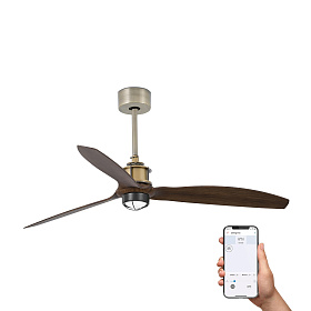 Потолочный вентилятор JUST FAN M Ш1280 состаренное золото 3P орех 3000K TUYA