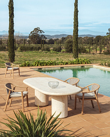 Уличный стул Elunda из тикового дерева и бежевой веревки