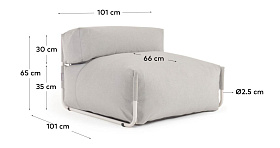 Square пуф квадратный со спинкой 101 x 101 см, светло-серый, для садового модульного дивана