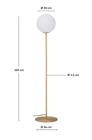 Торшер Brisia в матовой латунной отделке со стеклянным плафоном Ø30 см