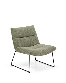 Кресло Asen из зеленого шенилла с черными стальными ножками