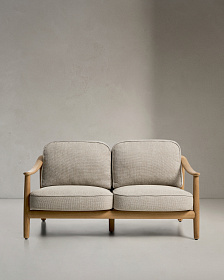 Уличный 2-х местный диван Elunda из тикового дерева и бежевой веревки