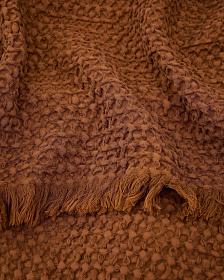 Вафельный плед Nulina из хлопка темно-оранжевого цвета 130 x 170 см