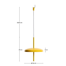 Портативный потолочный светильник Porte из желтого алюминия Ø 16 см