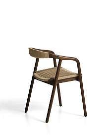 Уличный стул Derile из массива дуба в отделке орех и бежевой веревки