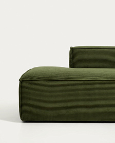 Трехместный диван Blok из толстого зеленого вельвета, 290 см