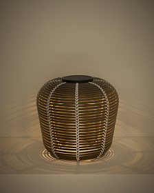 Уличный светильник Garoina солнечных батареях из искусственного ротанга зеленого цвета, 35 см