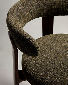 Барный стул Granite из зеленой синели и ясеня с отделкой орех 75 см