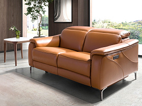 Диван 2-х местный с реклайнером 6180/KM6132-2P-M5676 из коричневой кожи