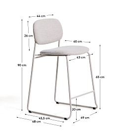 Полубарный стул Meli из бежевой синели с металлическими ножками, 65 см