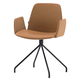 Мягкий стул Unnia с 4-спицевой стальной поворотной основой + обитые подлокотники