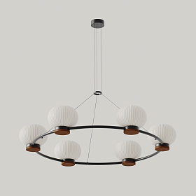 Люстра Irzo 6 матовый черный / оранжевая кожа