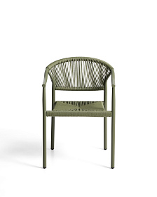 Уличный стул Livadia из зеленого алюминия и веревки