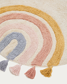 Круглый ковер Tadea 100% хлопок разноцветная радуга Ø 100 см