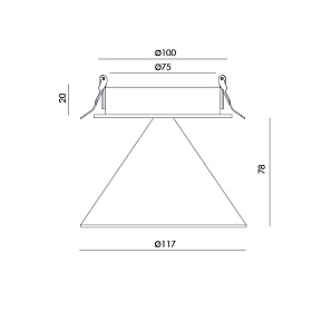 Встраиваемый потолочный светильник Niz черный металл, коричневый мрамор