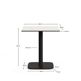 Dina Уличный стол белый на черном металлическом основании 68 x 68 x 70 см