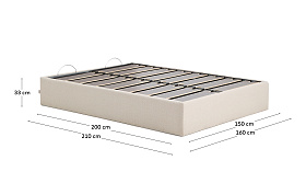 Основание кровати Nelzi из шенилла цвета экрю для матраса 150 x 200 см