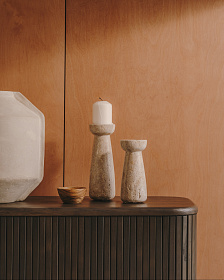 Большой подсвечник из бежевого травертина Magan